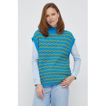 United Colors of Benetton pulover de lana femei, light, cu turtleneck de firma original