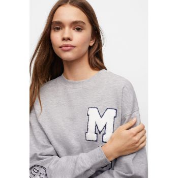 Bluza sport cu aplicatie text din material terry Multi