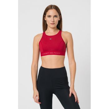 Bustiera cu banda logo si sustinere medie Fitness