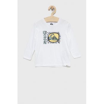 Quiksilver longsleeve din bumbac pentru copii culoarea alb, cu imprimeu