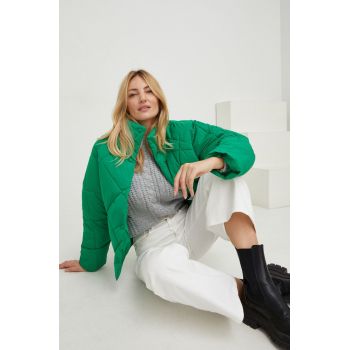 Answear Lab geaca femei, culoarea verde, de iarna, oversize