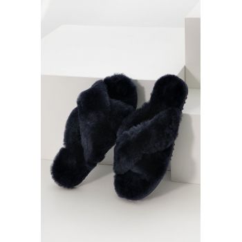 Answear Lab papuci de lana culoarea albastru marin
