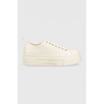 Armani Exchange tenisi de piele culoarea alb