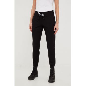 Dkny pantaloni de trening femei, culoarea negru, melanj de firma original
