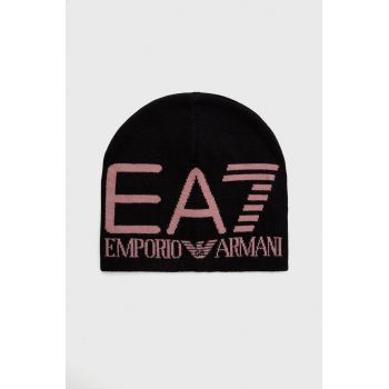 EA7 Emporio Armani caciula culoarea negru, din tesatura neteda de firma originala