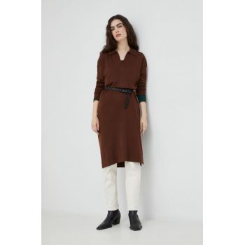 G-Star Raw rochie din lana culoarea maro, mini, oversize