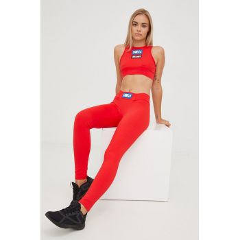 LaBellaMafia leggins de antrenament Go On femei, culoarea rosu, cu imprimeu