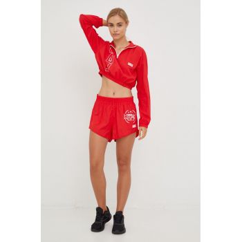 LaBellaMafia pantaloni scurți de antrenament Gravity femei, culoarea rosu, cu imprimeu, high waist ieftini