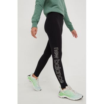 New Balance colanti femei, culoarea negru, cu imprimeu