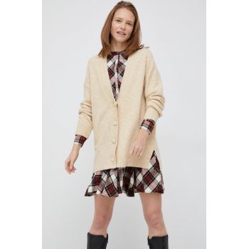 Pepe Jeans cardigan din amestec de lana femei, culoarea bej