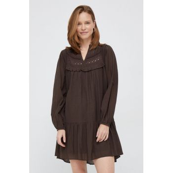 Pepe Jeans rochie culoarea maro, mini, drept de firma originala