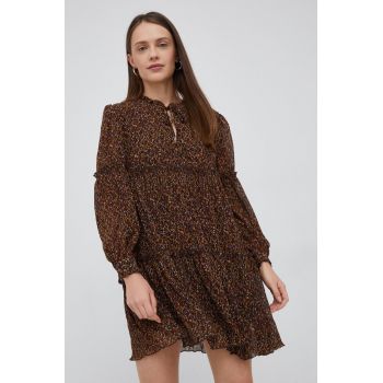 Pepe Jeans rochie culoarea maro, mini, evazati ieftina