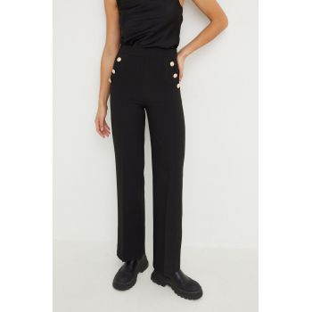 Answear Lab pantaloni femei, culoarea negru, lat, high waist