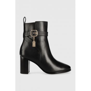 Coach cizme de piele Olivia Olivia femei, culoarea negru, cu toc drept CD157