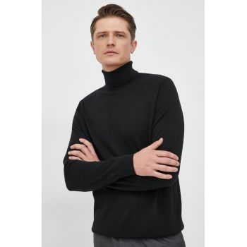 GAP pulover de lana barbati, culoarea negru, light, cu guler de firma original