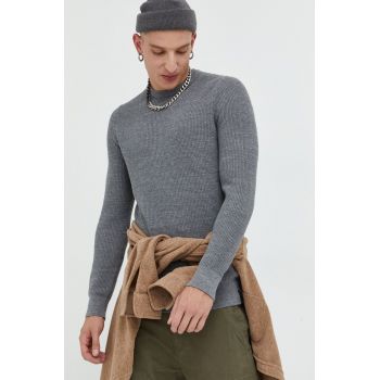 Superdry pulover de bumbac barbati, culoarea gri, de firma original
