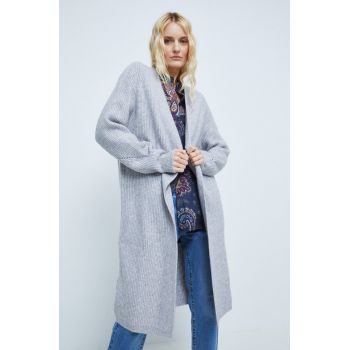 Medicine cardigan din amestec de lana femei, culoarea gri,
