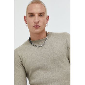 Superdry pulover barbati, culoarea bej, de firma original