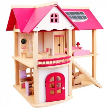 Casuta de Papusi Jumbo Pink House cu Mobilier