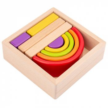 Joc de tip Montessori cu Forme Semicerc de stivuire din lemn Curcubeu