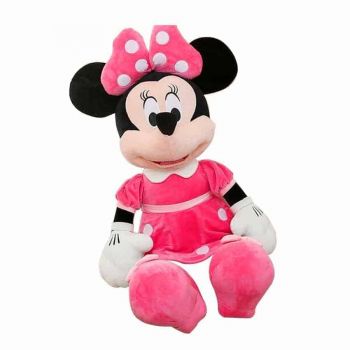 Mascota din plus fetita Minnie, 35 Cm, roz cu buline albe ieftina