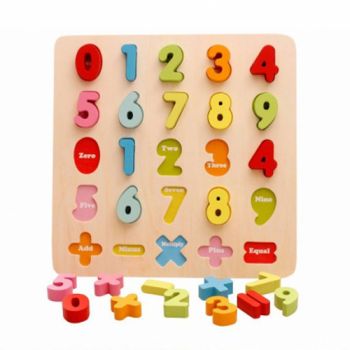 Puzzle Incastru Montessori Cu Cifre Si Semne Matematice 3D