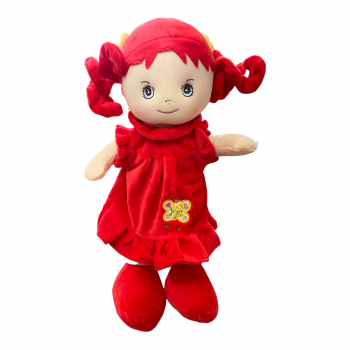 Papusa Pufica din plus canta in limba romana Are mama o fetita, rosu