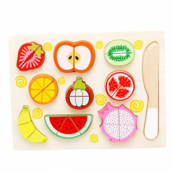 Set 10 piese puzzle incastru cu alimente de taiat Fructe