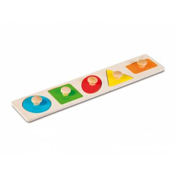 Set 5 forme geometrice mari, tip puzzle Montessori cu maner
