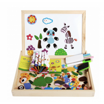 Tabla Montessori 3 In 1 Animalele Salbatice, din lemn