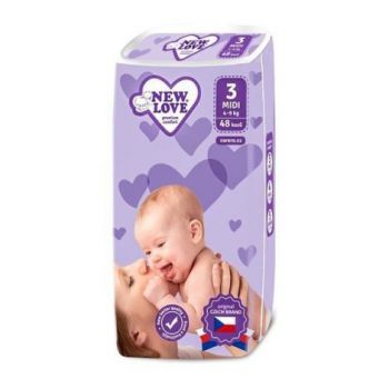 Scutece New Love PREMIUM COMFORT 3 Midi 4-9 Kg 48 buc. Scutece New Love PREMIUM COMFORT 3 Midi 4-9 Kg 48 buc.
