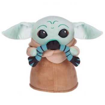 Jucarie din plus Baby Yoda cu broasca, Star Wars, 28 cm