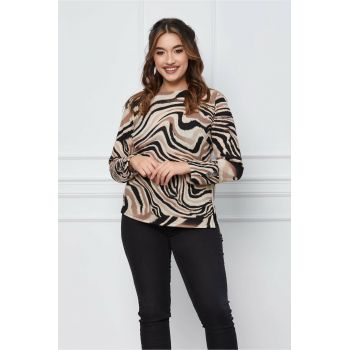 Bluza Jessie bej cu zebra print