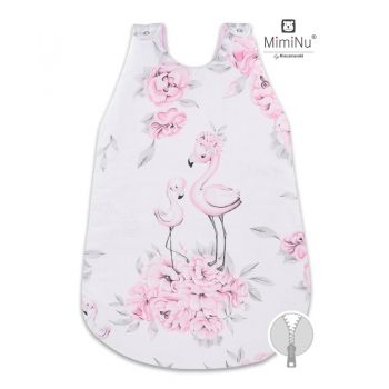 Sac de dormit pentru bebelusi MimiNu din bumbac 70 cm 0-6 luni Peonie Pink