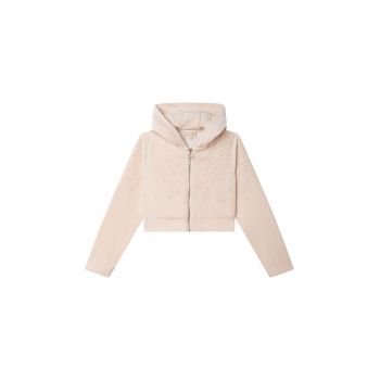 Michael Kors bluza copii culoarea bej, cu glugă, cu imprimeu