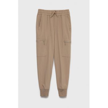 Abercrombie & Fitch pantaloni copii culoarea bej, neted