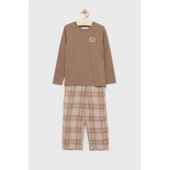 Abercrombie & Fitch pijama copii culoarea bej, neted