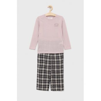 Abercrombie & Fitch pijama copii culoarea roz, neted