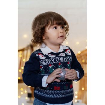 Birba&Trybeyond pulover pentru copii din amestec de lana culoarea albastru marin