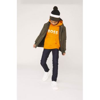 BOSS bluza copii culoarea portocaliu, cu imprimeu