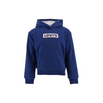 Levi's bluza copii culoarea albastru marin, cu glugă, cu imprimeu