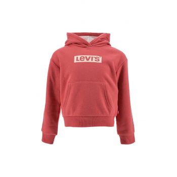 Levi's bluza copii culoarea rosu, cu glugă, cu imprimeu de firma originala