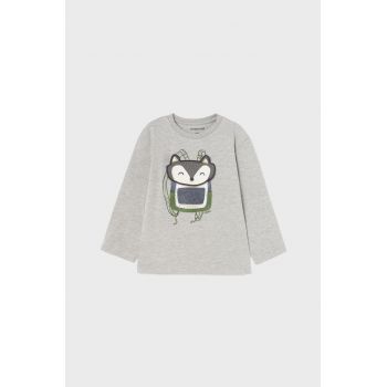 Mayoral longsleeve din bumbac pentru copii culoarea gri, cu imprimeu
