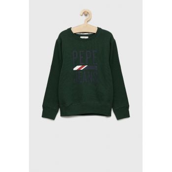 Pepe Jeans bluza copii culoarea verde, cu imprimeu