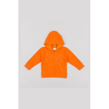 zippy bluza copii culoarea portocaliu, cu glugă, cu imprimeu