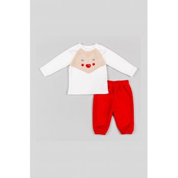 zippy pijama copii culoarea rosu, cu imprimeu