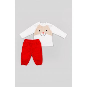 zippy pijama copii culoarea rosu, cu imprimeu ieftine