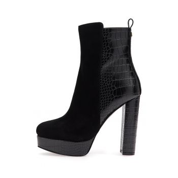 Botine cu garnituri de piele intoarsa si piele ecologica