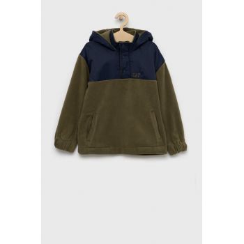 GAP bluza copii culoarea verde, cu glugă, neted ieftin