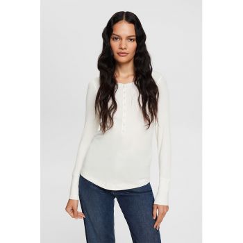 Bluza Henley din amestec de modal cu aspet striat